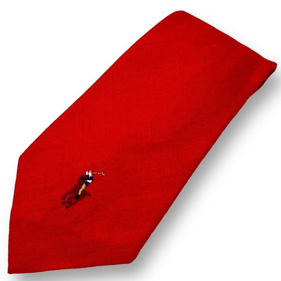 Polo Ralph Lauren Other - POLO by RALPH LAUREN Men’s Hand Made Designer Emblem Logo Embroidered Linen Tie